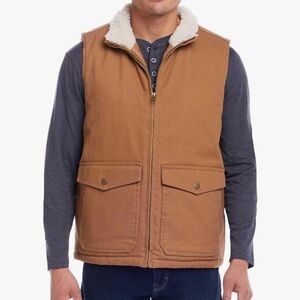 Weatherproof Relaxed Fit Workwear Vest Quilt Lined Faux Fur Collar Outerwear SM